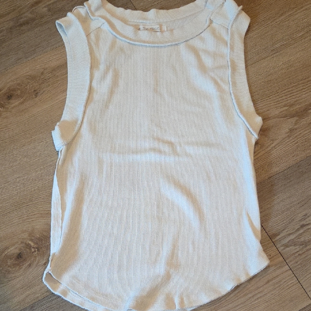 FP Movement by Free People Cream Ribbed Muscle Tee